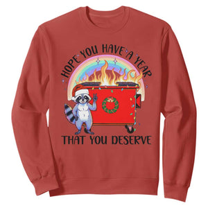 Funny Xmas Dumpster Fire Sweatshirt Hope You Have The Year You Deserve Santa Raccoon TS09 Red Print Your Wear