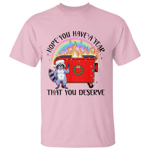 Funny Xmas Dumpster Fire T Shirt Hope You Have The Year You Deserve Santa Raccoon TS09 Light Pink Print Your Wear