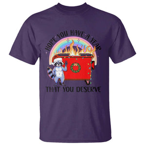 Funny Xmas Dumpster Fire T Shirt Hope You Have The Year You Deserve Santa Raccoon TS09 Purple Print Your Wear