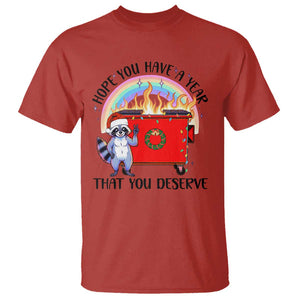 Funny Xmas Dumpster Fire T Shirt Hope You Have The Year You Deserve Santa Raccoon TS09 Red Print Your Wear