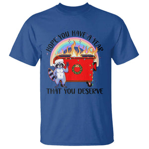 Funny Xmas Dumpster Fire T Shirt Hope You Have The Year You Deserve Santa Raccoon TS09 Royal Blue Print Your Wear