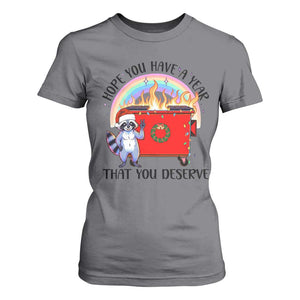 Funny Xmas Dumpster Fire T Shirt For Women Hope You Have The Year You Deserve Santa Raccoon TS09 Charcoal Print Your Wear