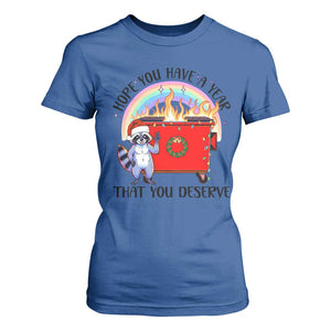 Funny Xmas Dumpster Fire T Shirt For Women Hope You Have The Year You Deserve Santa Raccoon TS09 Royal Blue Print Your Wear