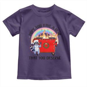 Funny Xmas Dumpster Fire Toddler T Shirt Hope You Have The Year You Deserve Santa Raccoon TS09 Purple Print Your Wear