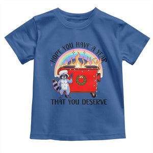 Funny Xmas Dumpster Fire Toddler T Shirt Hope You Have The Year You Deserve Santa Raccoon TS09 Royal Blue Print Your Wear