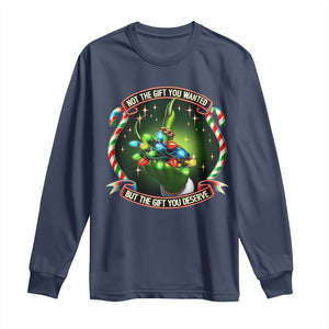 Funny Xmas Long Sleeve Shirt Not The Gift You Wanted But The Gift You Deserve TS09 Navy Print Your Wear