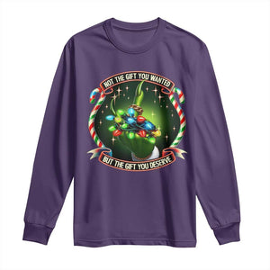 Funny Xmas Long Sleeve Shirt Not The Gift You Wanted But The Gift You Deserve TS09 Purple Print Your Wear