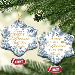 Thank You Gifts Christmas Ornament Never Forget The Difference That You Make Xmas TS09 Snow Flake White Print Your Wear