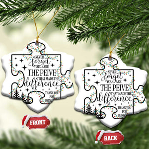 Thank You Gifts Christmas Ornament Never Forget You Are The Piece That Made The Difference TS09 Snow Flake White Print Your Wear