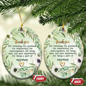 Thank You Gifts Christmas Ornament Most Importantly For Being A Part Of My Journey TS09 Oval Green Print Your Wear