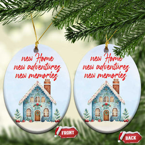 First Xmas New Home New Adventures New Memories Christmas Ornament TS09 Oval Light Blue Print Your Wear