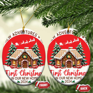 First Christmas In Our New Home Christmas Ornament TS09 Oval Red Print Your Wear