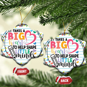 Xmas Teacher Christmas Ornament It Takes A Big Heart To Teach Little Minds TS09 Snow Flake White Print Your Wear