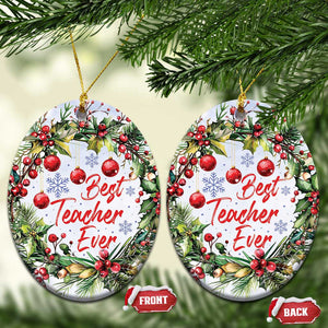 Xmas Best Teacher Ever Christmas Ornament TS09 Oval Christmas Print Your Wear