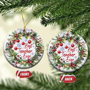 Xmas Best Teacher Ever Christmas Ornament TS09 Circle Christmas Print Your Wear