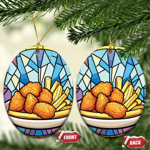 Funny Xmas Chicken Nugget Food Lover Christmas Ornament TS09 Oval Orange Print Your Wear