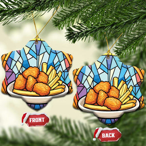 Funny Xmas Chicken Nugget Food Lover Christmas Ornament TS09 Snow Flake Orange Print Your Wear