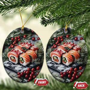 Funny Xmas Sushi Japan Food Lover Christmas Ornament TS09 Oval Sushi Print Your Wear