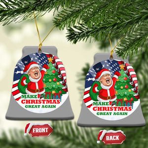 Funny Xmas Trump Christmas Ornament Santa Trump Make Christmas Great Again TS09 Bell Flake America Flag Print Your Wear