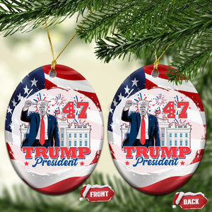 Trump 47 President Patriotic Christmas Ornament TS09 Oval America Flag Print Your Wear