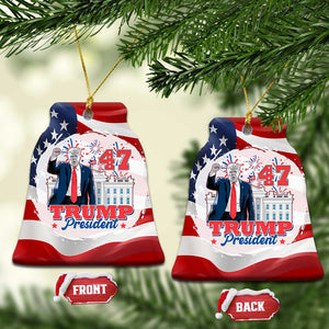 Trump 47 President Patriotic Christmas Ornament TS09 Bell Flake America Flag Print Your Wear