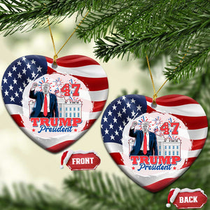 Trump 47 President Patriotic Christmas Ornament TS09 Heart America Flag Print Your Wear