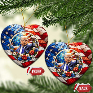 Trump 47 President America Flag Patriotic Christmas Ornament TS09 Heart America Flag Print Your Wear