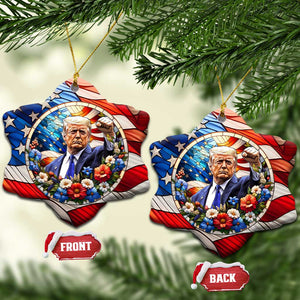 Trump 47 President America Flag Patriotic Christmas Ornament TS09 Snow Flake America Flag Print Your Wear