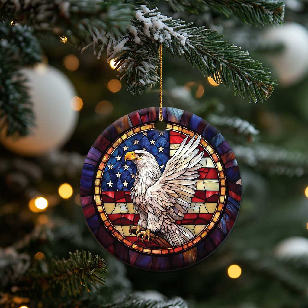 Bald Eagle American Flag Patriotic Christmas Ornament TS09 Print Your Wear