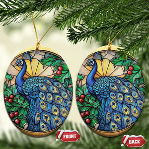 Peacock Christmas Ornament Bird Lover Aesthetic TS09 Oval Gold Print Your Wear