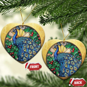 Peacock Christmas Ornament Bird Lover Aesthetic TS09 Heart Gold Print Your Wear