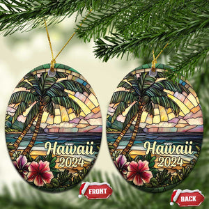 Beach Hibiscus Hawaii 2024 Christmas Ornament TS09 Oval Hawaii Beach Print Your Wear