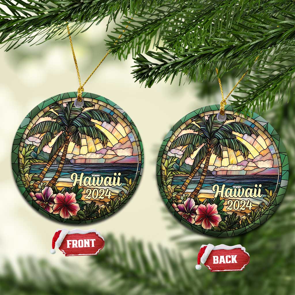 Beach Hibiscus Hawaii 2024 Christmas Ornament TS09 Circle Hawaii Beach Print Your Wear