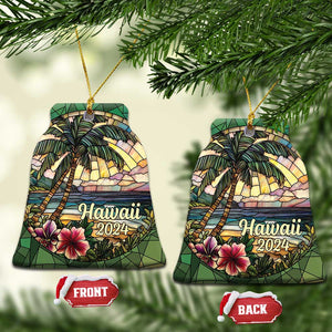 Beach Hibiscus Hawaii 2024 Christmas Ornament TS09 Bell Flake Hawaii Beach Print Your Wear