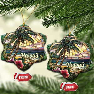 Beach Hibiscus Hawaii 2024 Christmas Ornament TS09 Snow Flake Hawaii Beach Print Your Wear