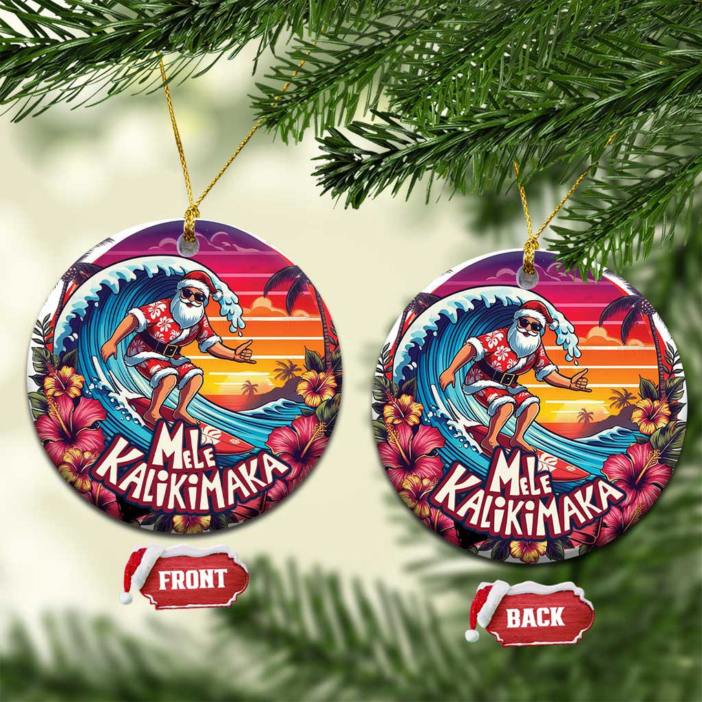 Xmas In Hawaii Christmas Ornament Hawaiian Santa Beach Lover TS09 Circle Hawaii Print Your Wear