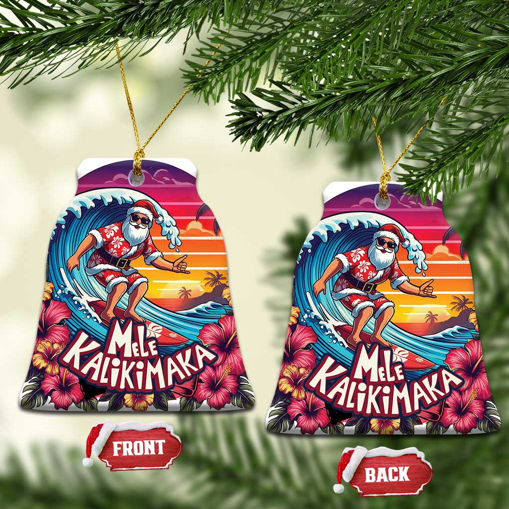 Xmas In Hawaii Christmas Ornament Hawaiian Santa Beach Lover TS09 Bell Flake Hawaii Print Your Wear