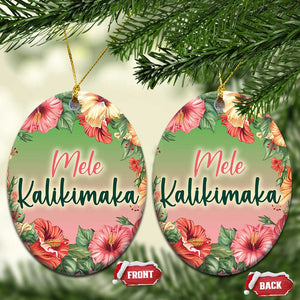 Xmas In Hawaii Christmas Ornament Mele Kalikimaka Beach Hibiscus TS09 Oval Hibiscus Print Your Wear