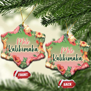 Xmas In Hawaii Christmas Ornament Mele Kalikimaka Beach Hibiscus TS09 Snow Flake Hibiscus Print Your Wear