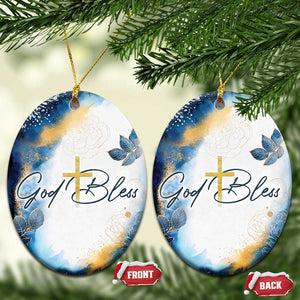 God Bless Christian Christmas Ornament TS09 Oval Blue Print Your Wear