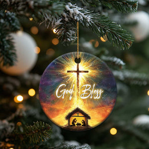 Nativity Christmas God Bless Christian Christmas Ornament TS09 Print Your Wear