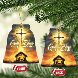 Nativity Christmas God Bless Christian Christmas Ornament TS09 Bell Flake Christmas Eve Print Your Wear