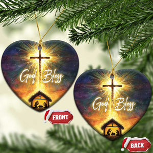 Nativity Christmas God Bless Christian Christmas Ornament TS09 Heart Christmas Eve Print Your Wear