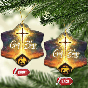 Nativity Christmas God Bless Christian Christmas Ornament TS09 Snow Flake Christmas Eve Print Your Wear