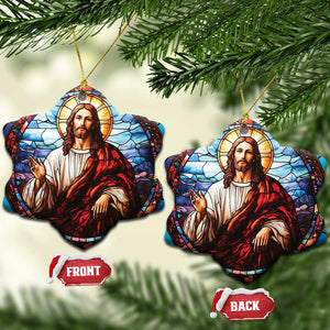 Jesus Religion Christian Christmas Ornament TS09 Snow Flake Blue Print Your Wear