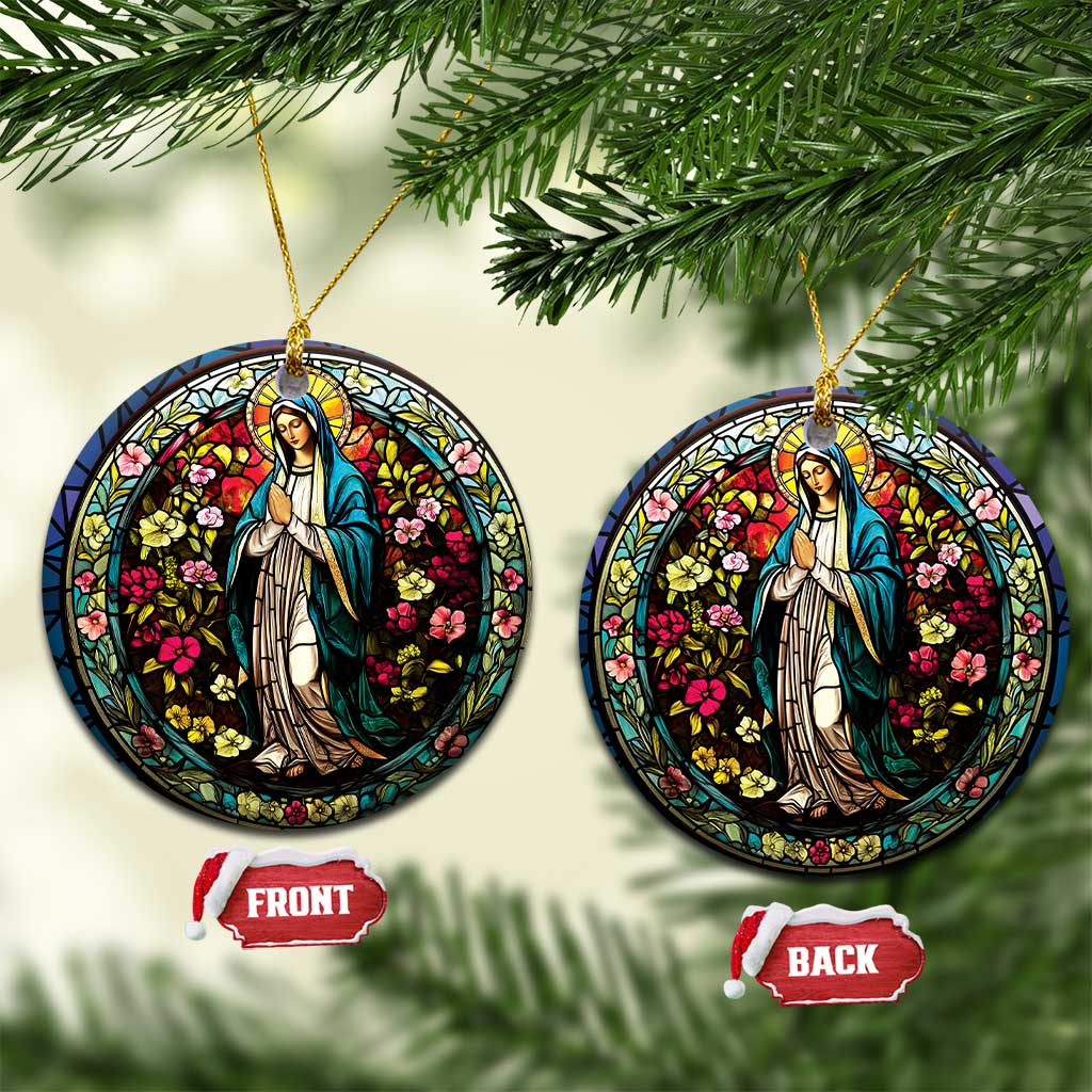 Ave Maria Religion Christian Christmas Ornament TS09 Circle Flowers Print Your Wear