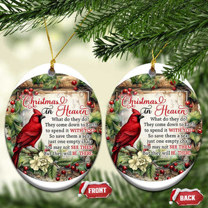 Memorial Christmas Ornament Christmas In Heaven Red Cardinal TS09 Oval Green Print Your Wear