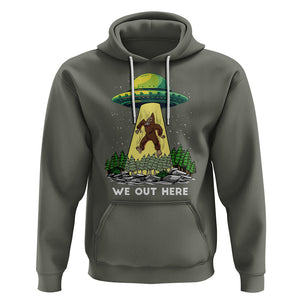 Funny Bigfoot And UFO We Out Here Sasquatch Hoodie TS09 Military Green Printyourwear