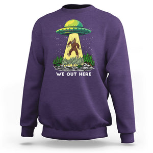 Funny Bigfoot And UFO We Out Here Sasquatch Sweatshirt TS09 Purple Printyourwear