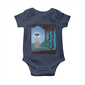 Bigfoot Hiding From Alien UFO Funny Sasquatch Baby Onesie TS09 Navy Print Your Wear